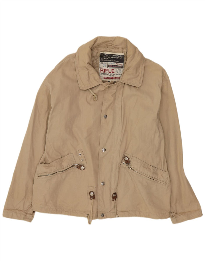 RIFLE Veste Bomber Coupe Ample pour Homme UK 36 Petit Coton Beige