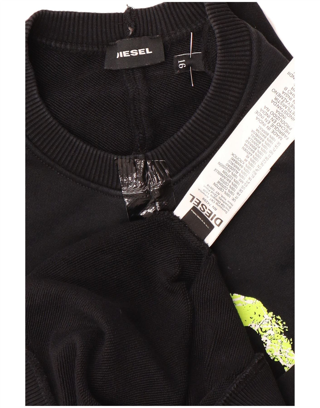 Diesel Sweat-Shirt Graphique Garçon 15-16 ans Noir Coton