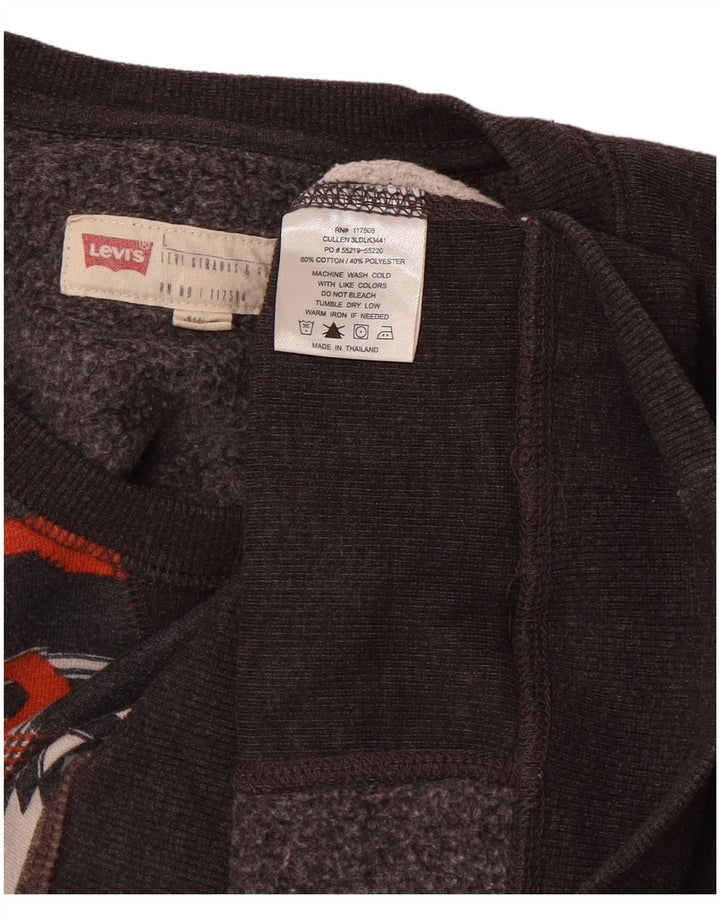 LEVI'S Mens Sweatshirt Jumper Large Grey Geometric Cotton