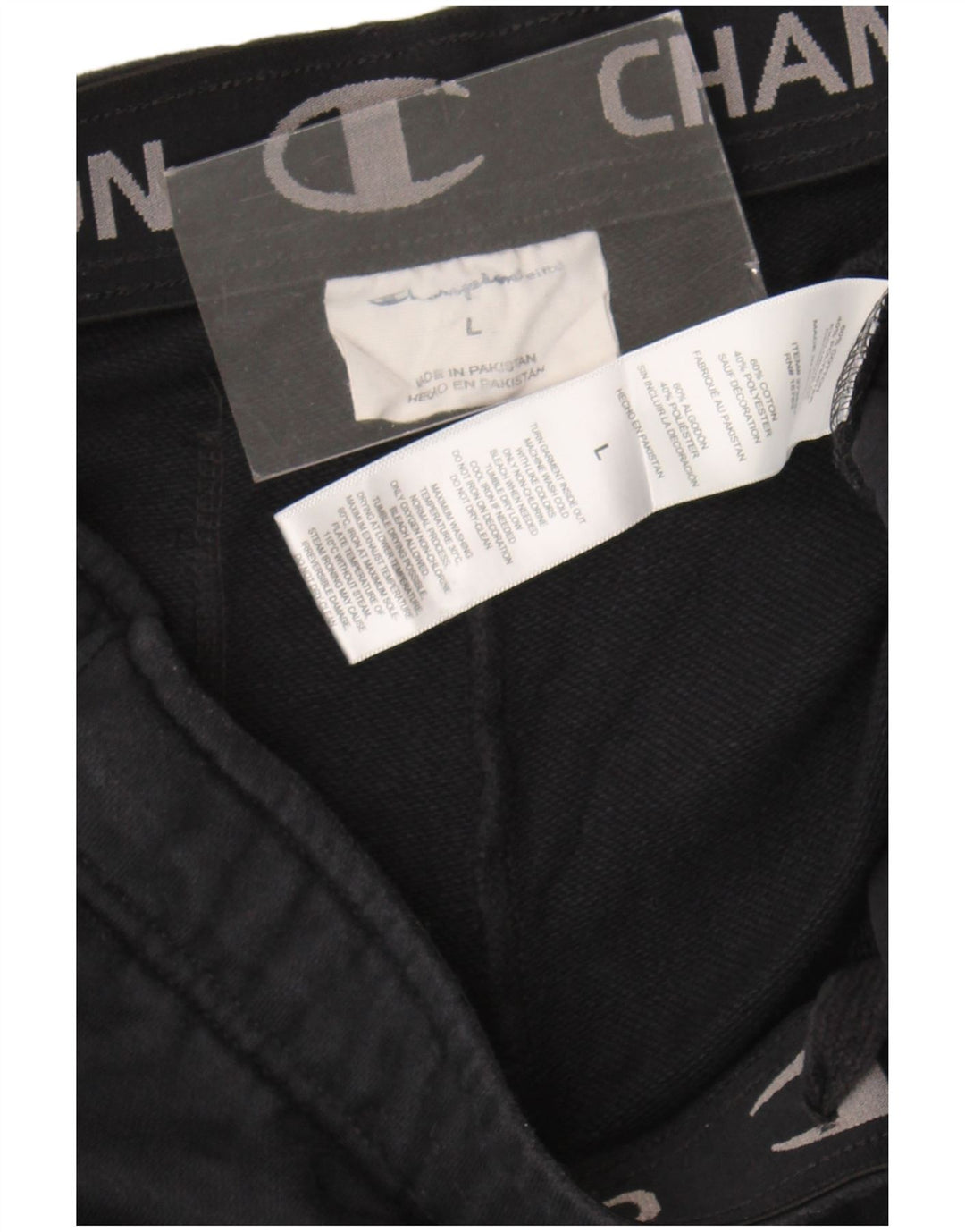 Champion Short de Sport Homme Grand Coton Noir