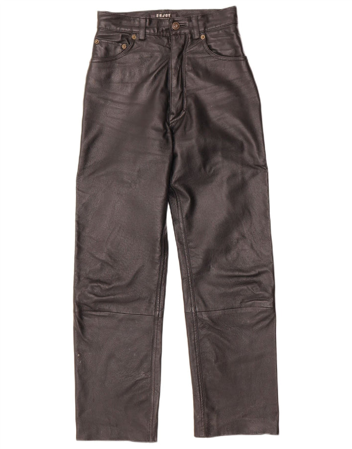 ENJOY Womens Leather Trousers W26 L29 Black Leather