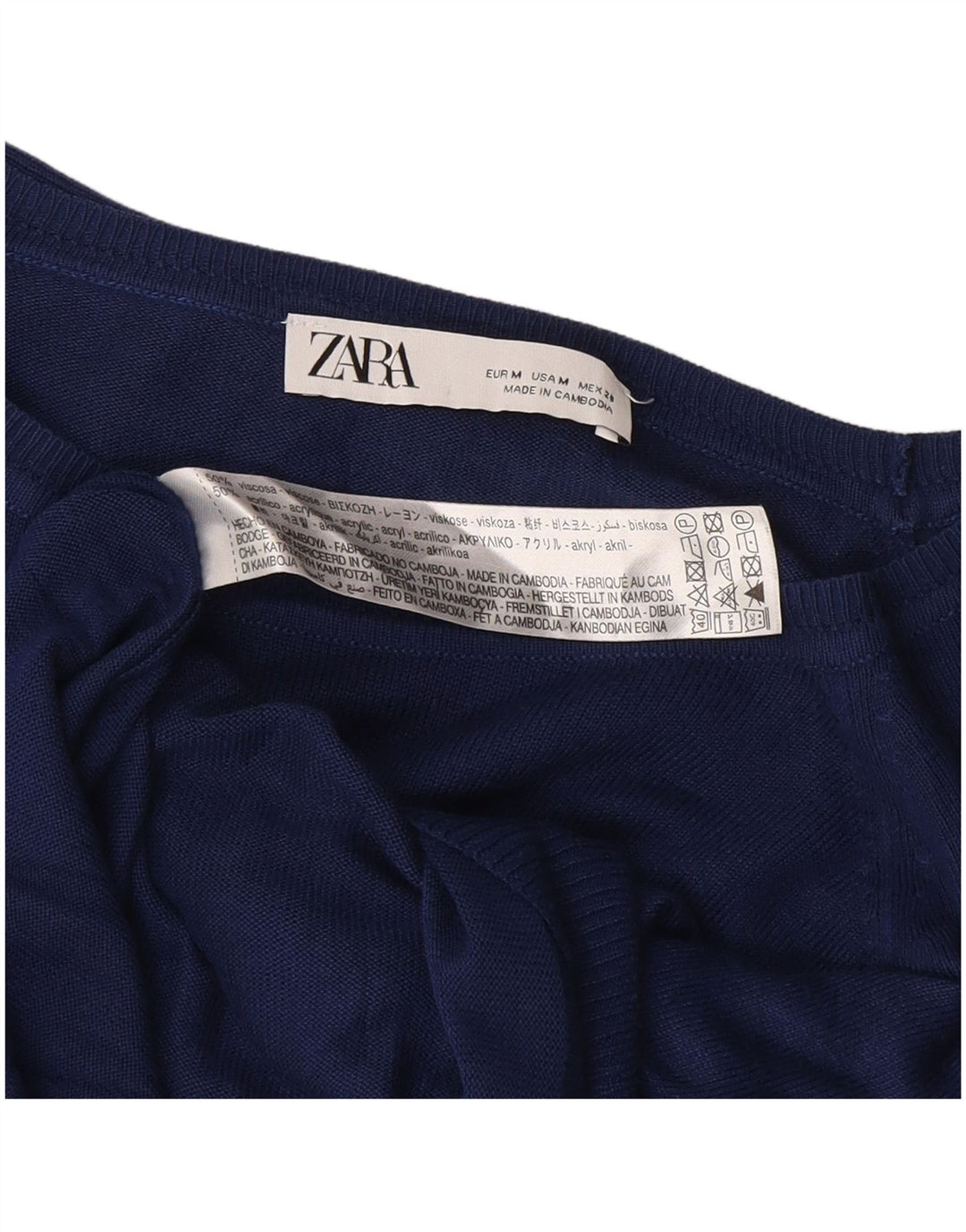 Zara Pull col bateau pour femme UK 14 Bleu marine moyen Viscose