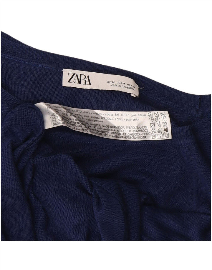 Zara Pull col bateau pour femme UK 14 Bleu marine moyen Viscose