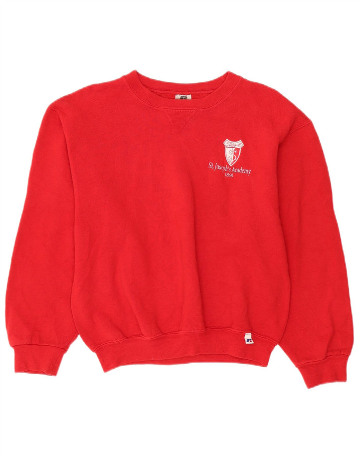 RUSSELL ATHLETIC Sweat-shirt surdimensionné pour femme UK 10 Petit coton rouge