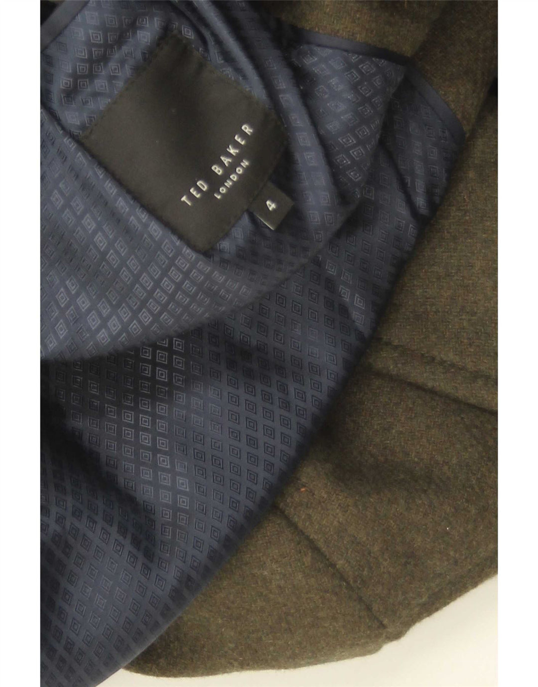 Ted Baker Caban Homme Taille 4 Grande Laine Kaki