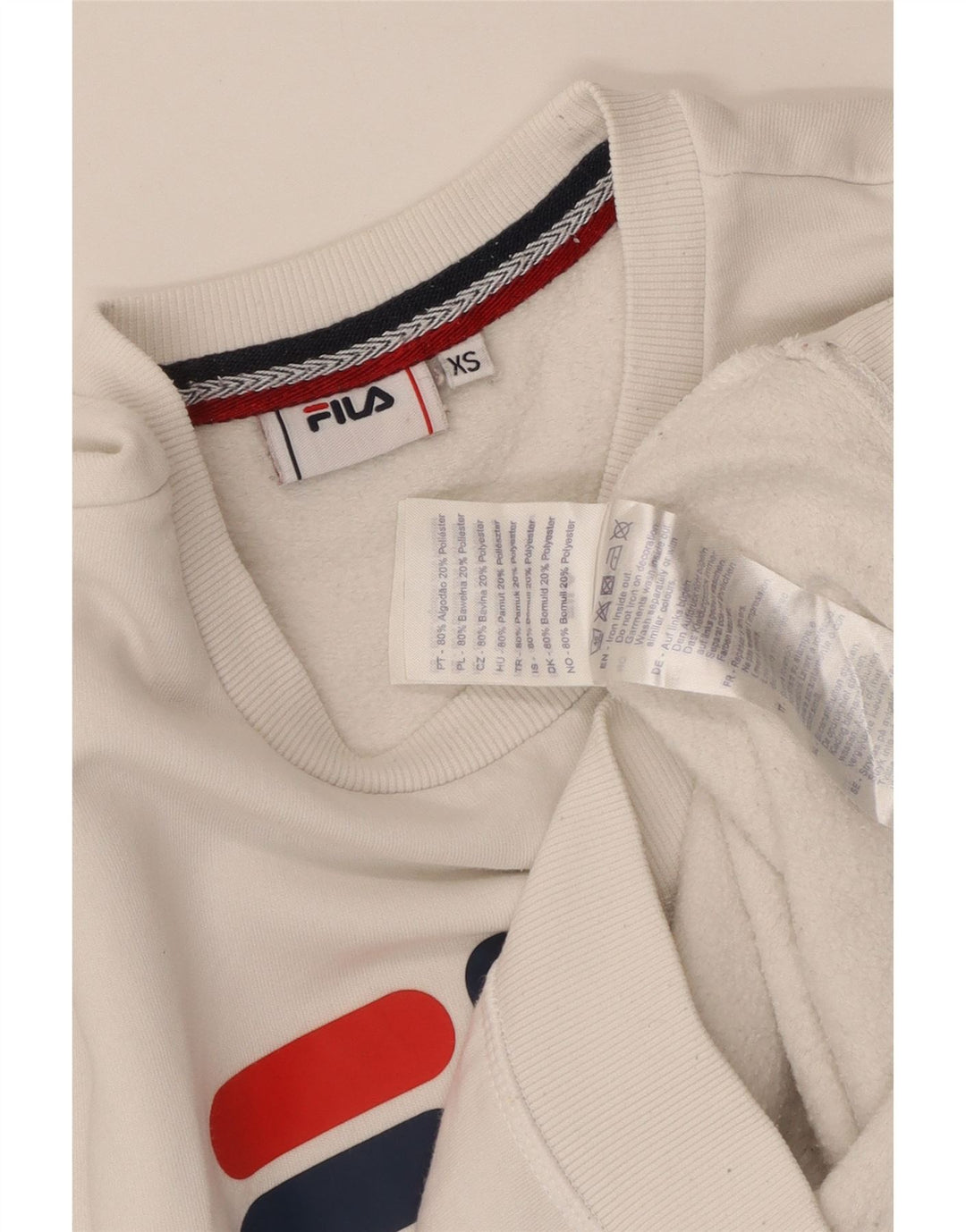FILA Sweat-shirt graphique pour homme XS Blanc Coton