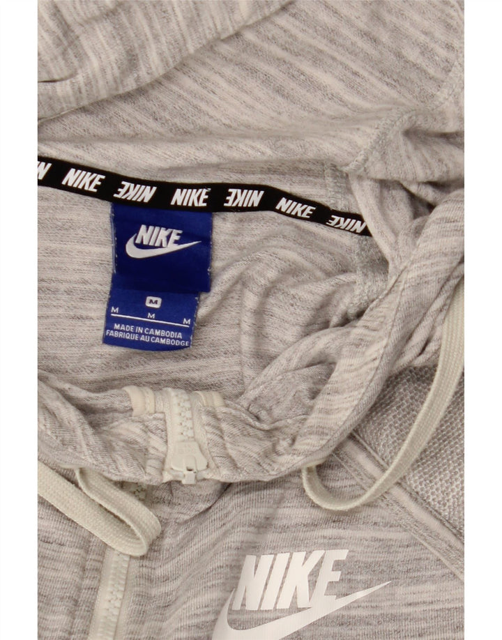NIKE Pull à capuche zippé pour femme UK 14 Gris moyen rayé