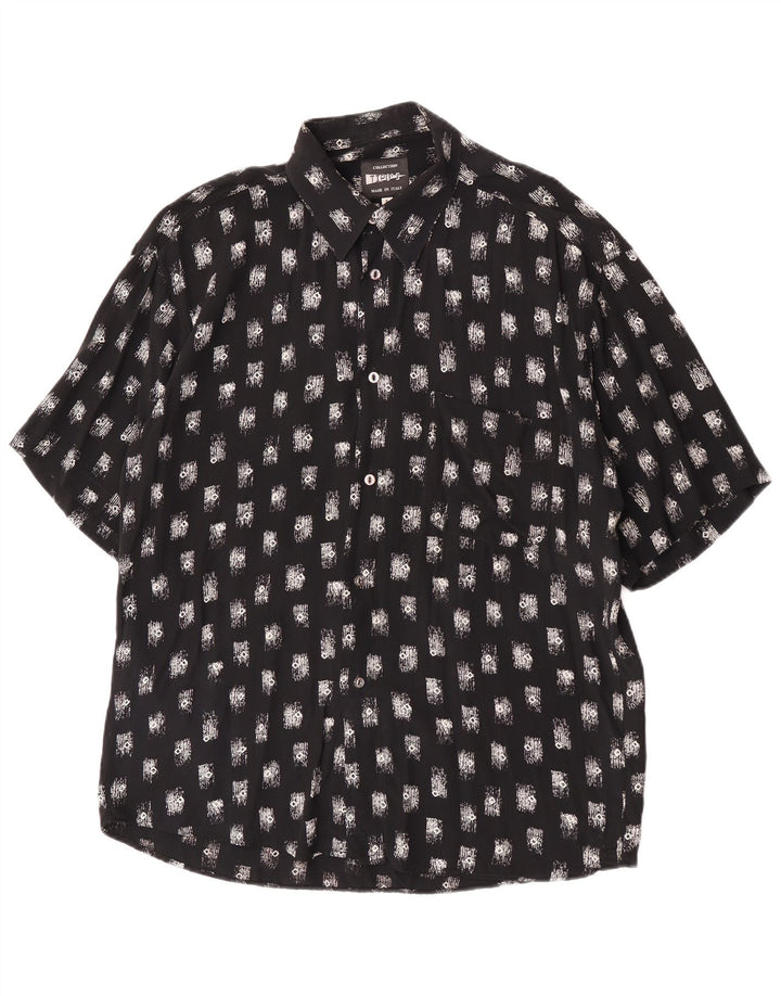 Tipo' S Chemise à manches courtes pour homme à motif abstrait en grande viscose noire