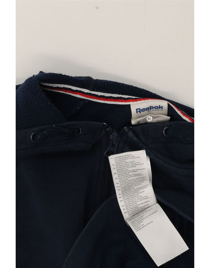 Reebok Pull à capuche zippé pour homme en coton bleu marine Large