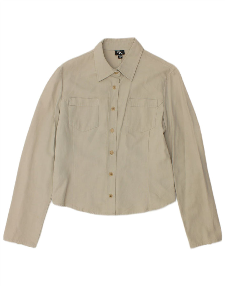 CALVIN KLEIN Chemise courte femme US 10 Grand coton beige