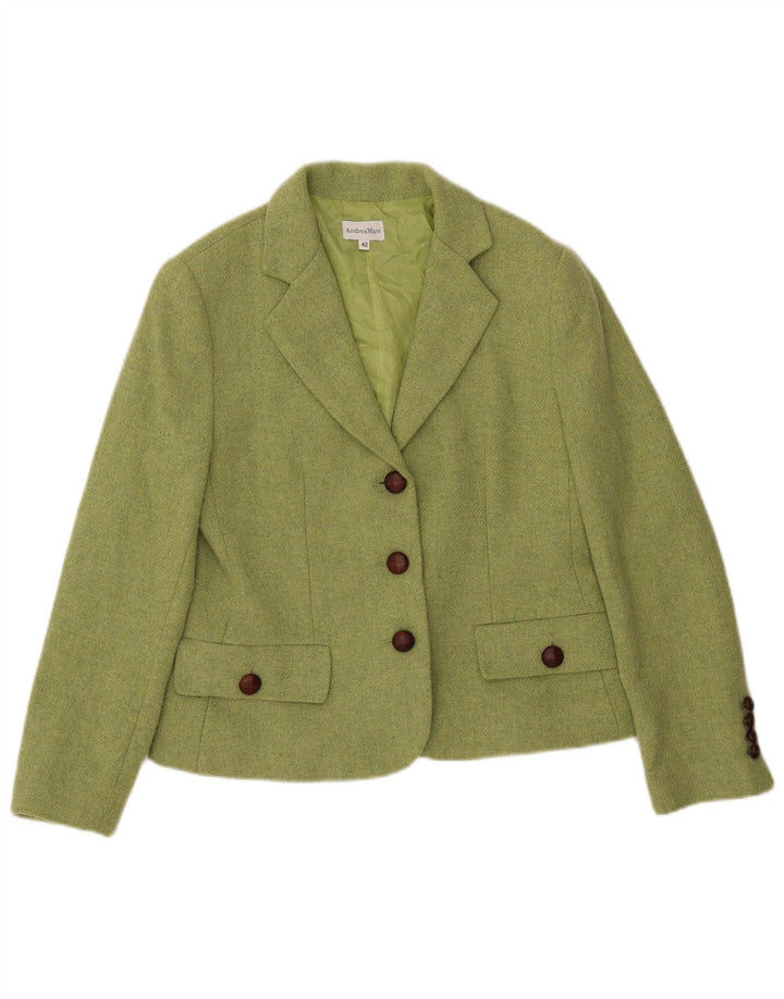 ANDREA MARE Veste Blazer 3 Boutons Femme IT 42 Laine Vert Moyen