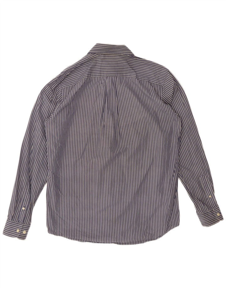 EDDIE BAUER Chemise Homme Bleu Marine Moyen à Fines Rayures Coton