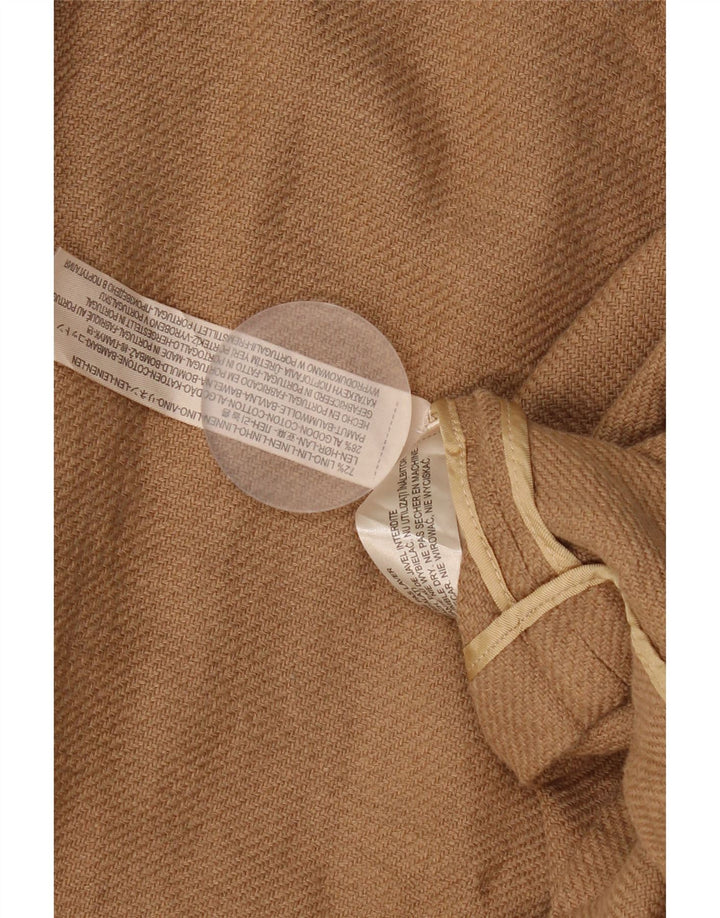 Massimo Dutti Veste blazer ouverte à manches 3/4 pour femme UK 16 Large Marron Lin