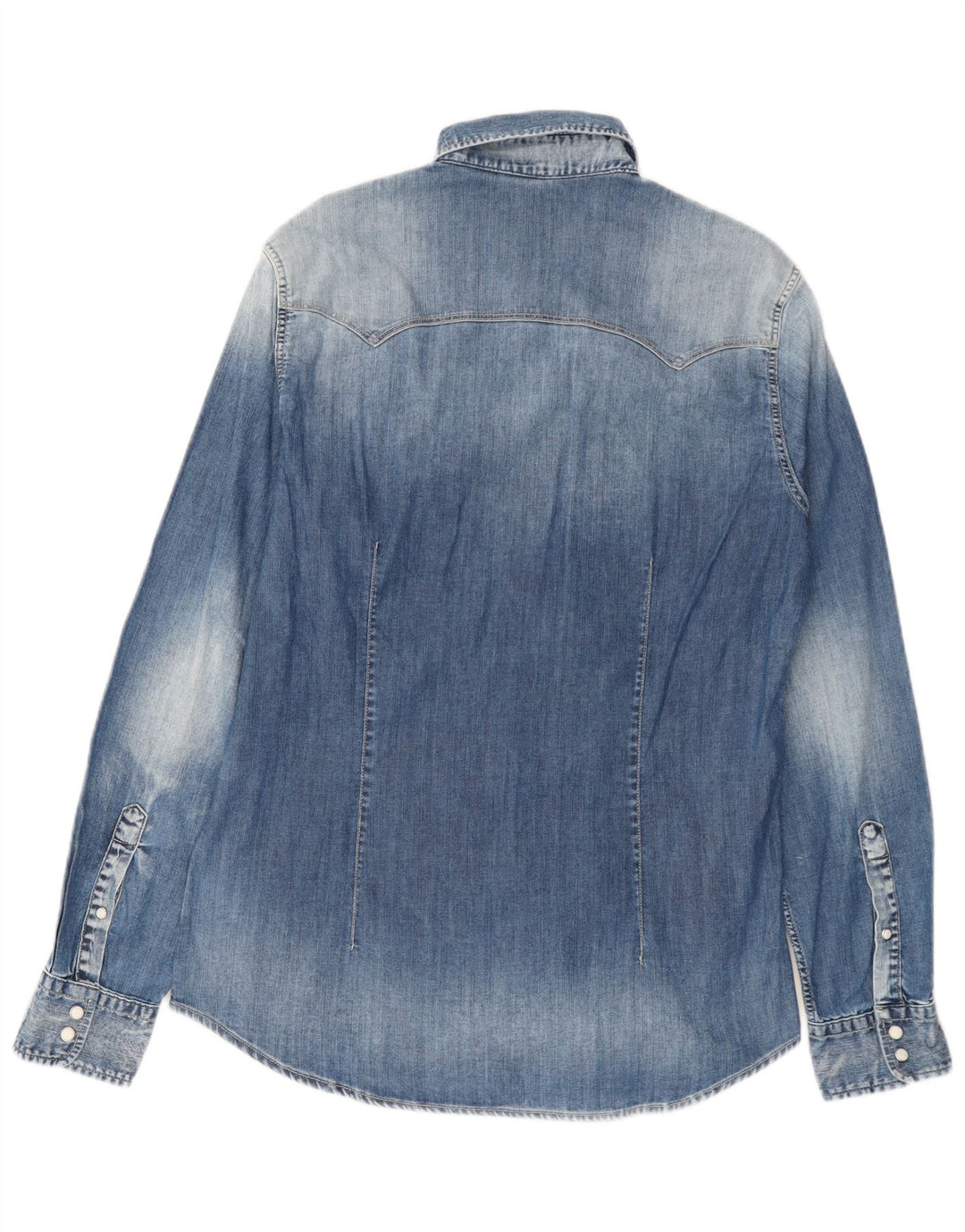 Gas Chemise en jean délavé à l'acide pour homme, grand coton bleu