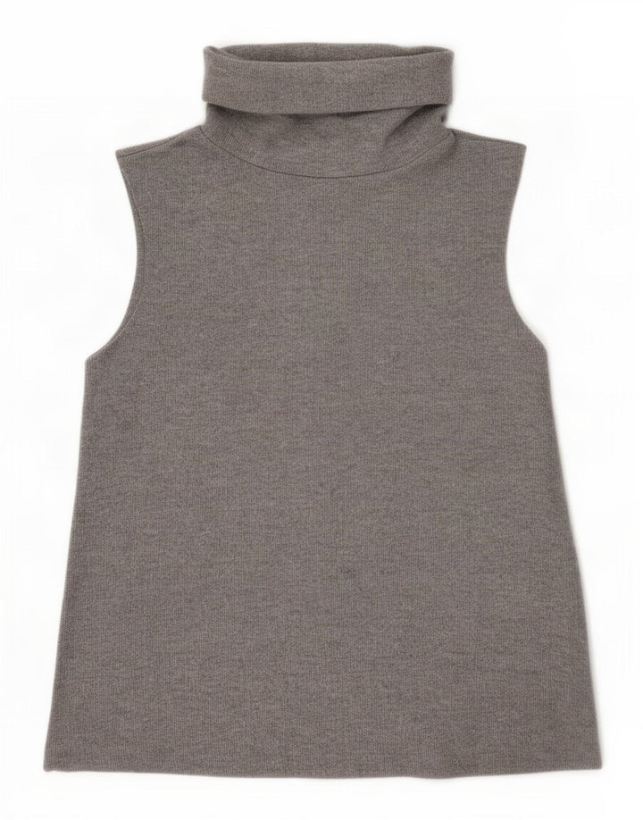 Zara Femme Col Roulé Débardeur UK 10 Petit Gris Polyester