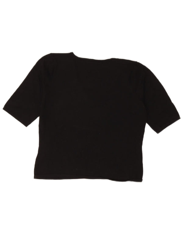 Marks & Spencer T-shirt court pour femme UK 16 Large Noir Viscose