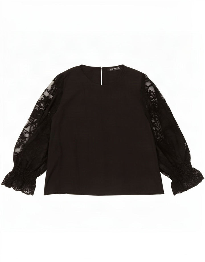 Zara Chemisier à manches longues pour femme UK 44 Polyester noir moyen