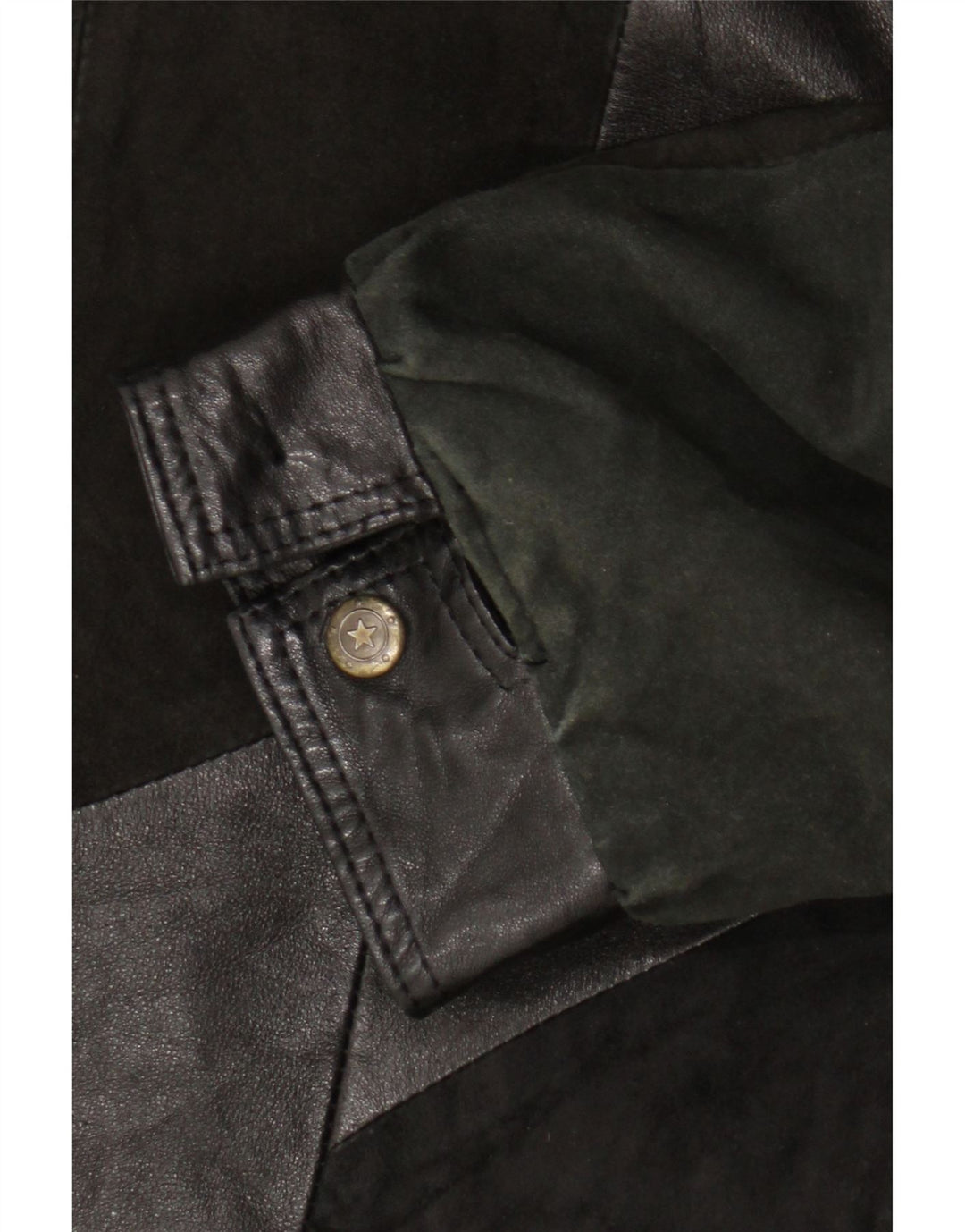 Veste en cuir femme vintage UK 20 2XL Noir Patchwork Rétro