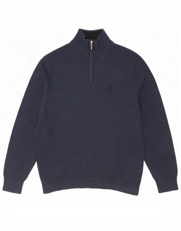 Nautica Pull col zippé pour homme en coton bleu marine Taille L
