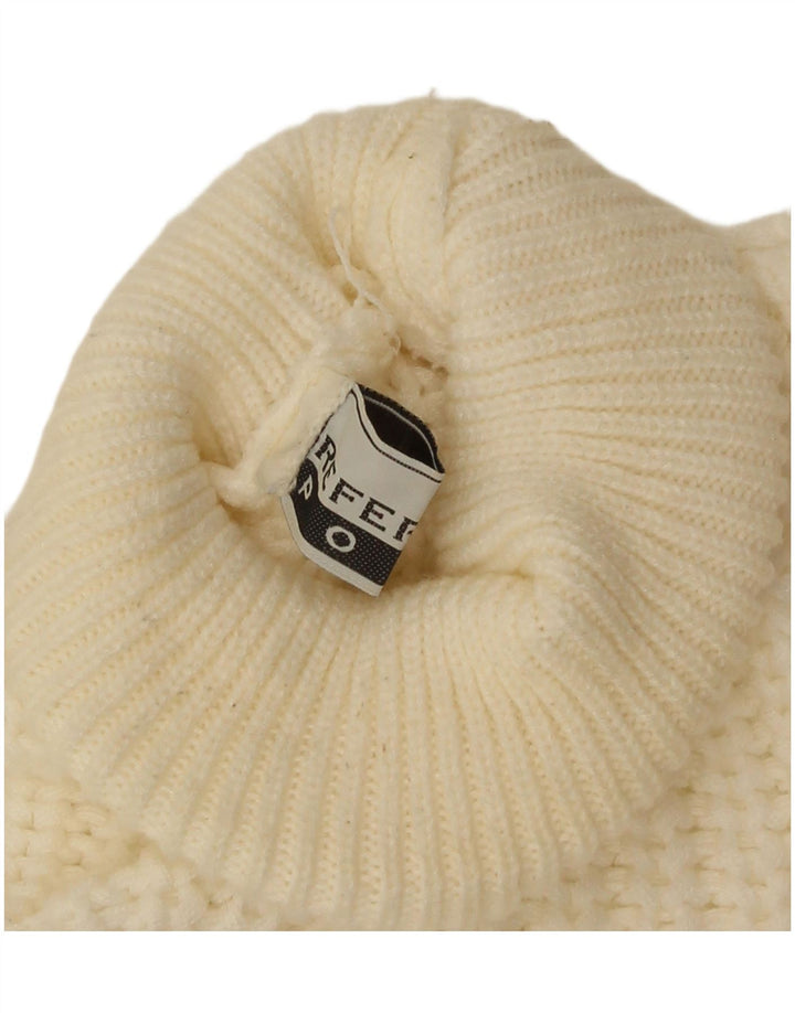 vintage Homme Col Roulé Pull Pull XL Blanc