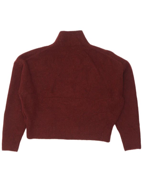 Zara Pull court surdimensionné à col roulé pour femme UK 14 Bordeaux moyen