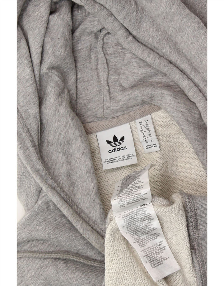 ADIDAS Pull à capuche graphique surdimensionné pour femme UK 10 Petit coton gris