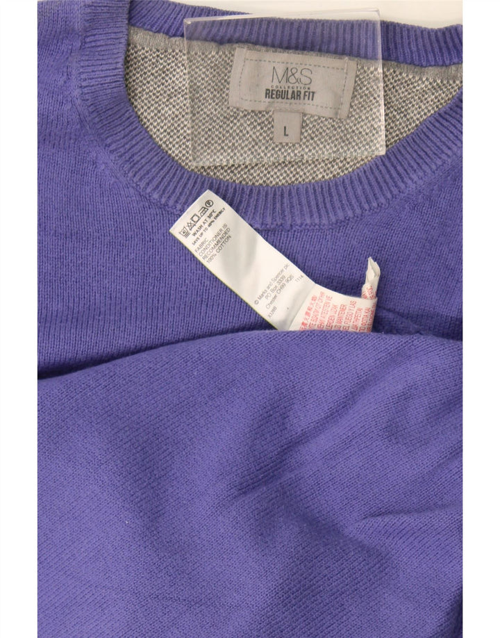 Marks & Spencer Pull à col rond coupe classique pour homme Violet Taille L