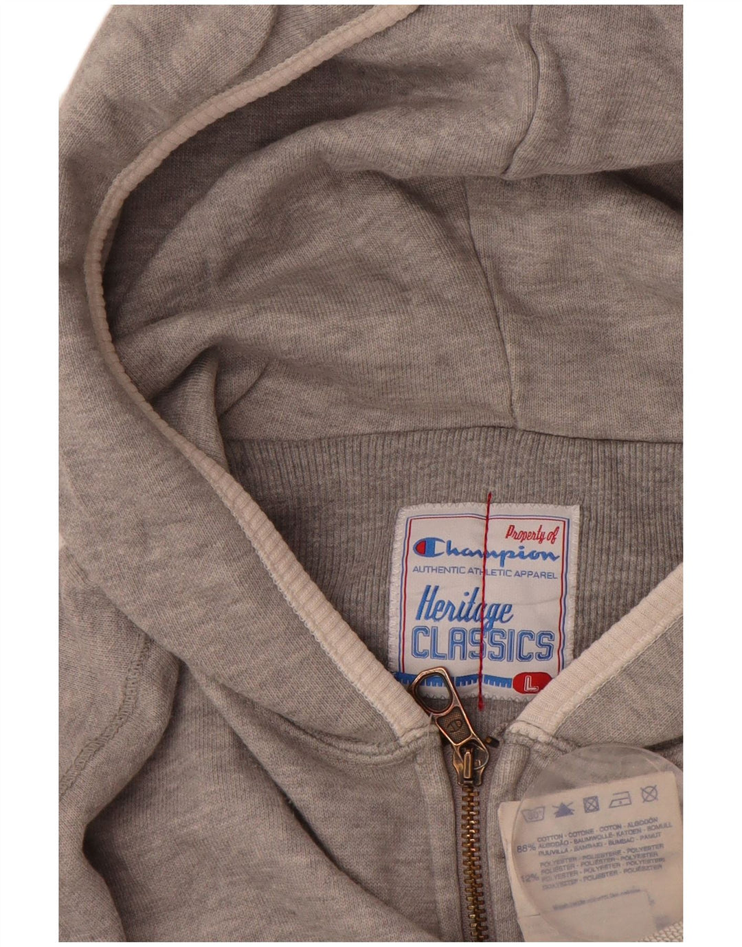 CHAMPION Pull à capuche zippé Heritage Classics pour femme UK 14 Large Gris