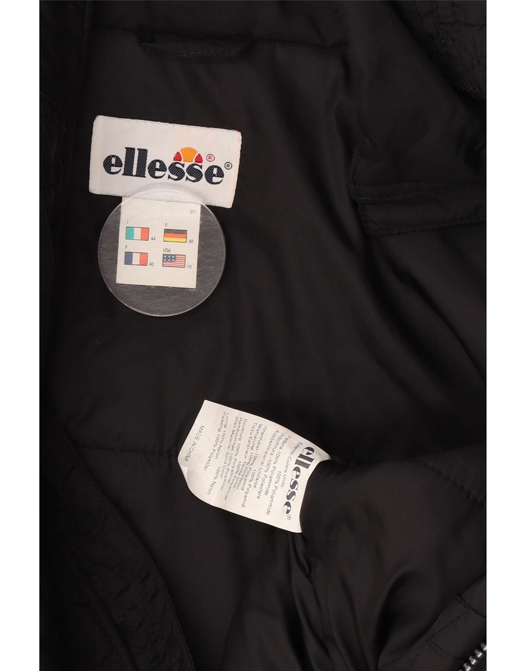 Femme Ellesse Veste matelassée surdimensionnée IT 44 Medium Black Polyamide