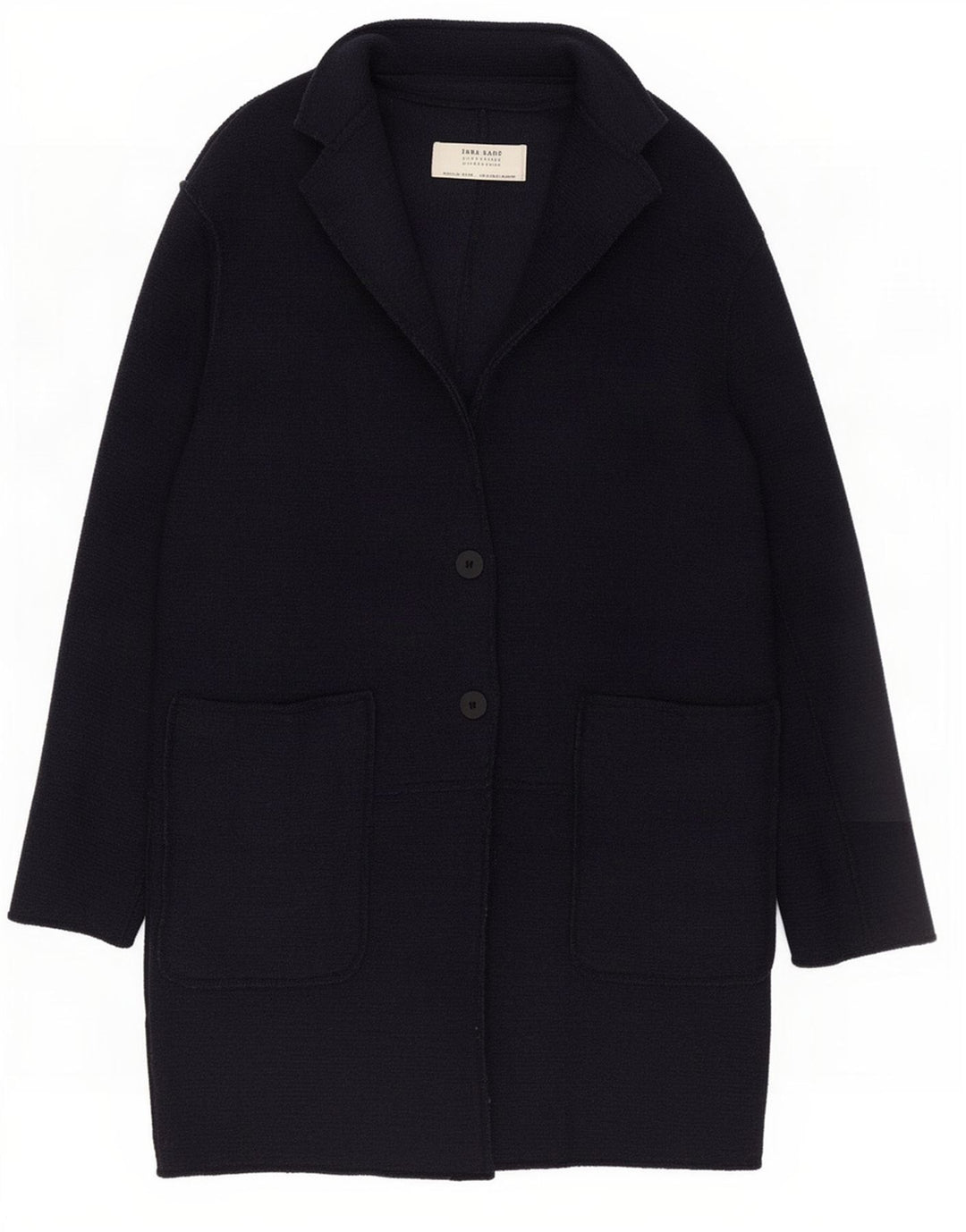 Zara Femme Manteau Oversize UK 10 Petite Laine Bleu Marine