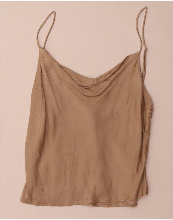 Zara Femme Cami Top UK 10 Small Beige Viscose