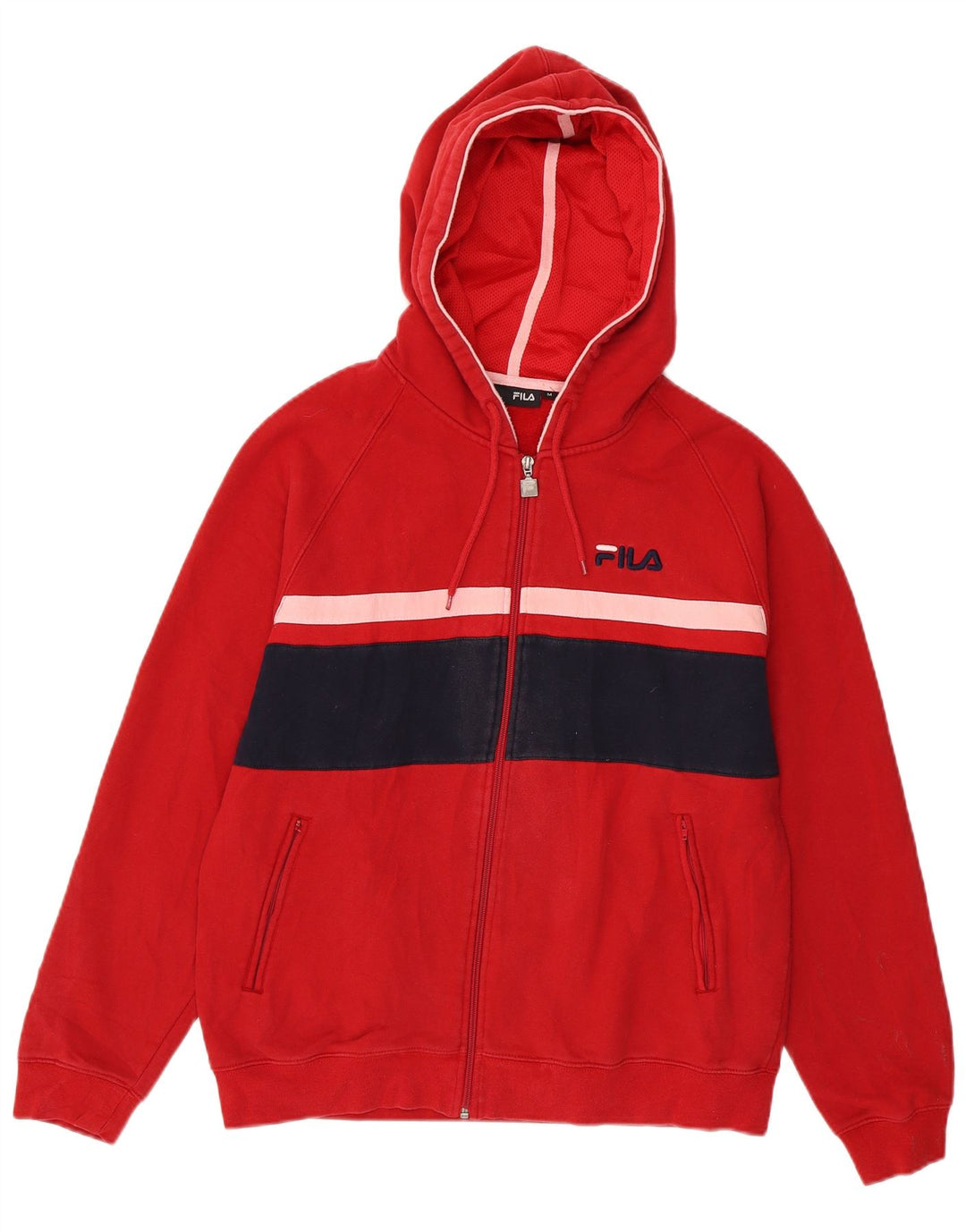 Fila Pull à capuche zippé en coton color block rouge moyen homme