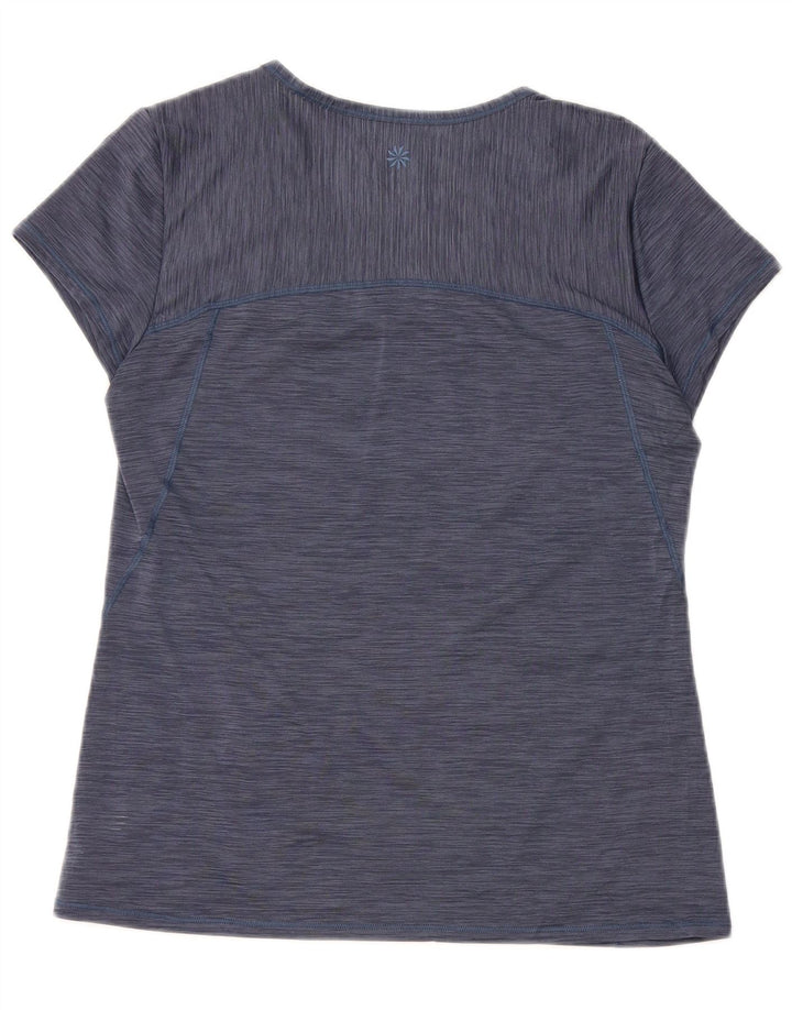 ATHLETA T-Shirt Femme Top UK 12 Medium Bleu Marine Moucheté Polyester