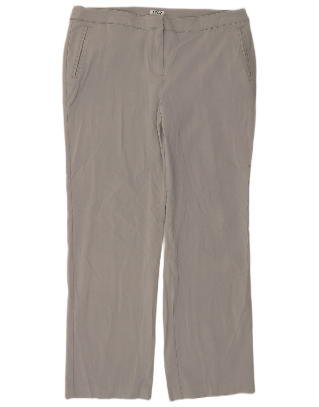 IZOD Pantalon Chino Droit Femme US 14 XL W38 L30 Gris Rayonne