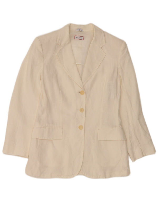 Max & Co. Veste Blazer 3 Boutons pour Femme UK 8 Petit Lin Blanc