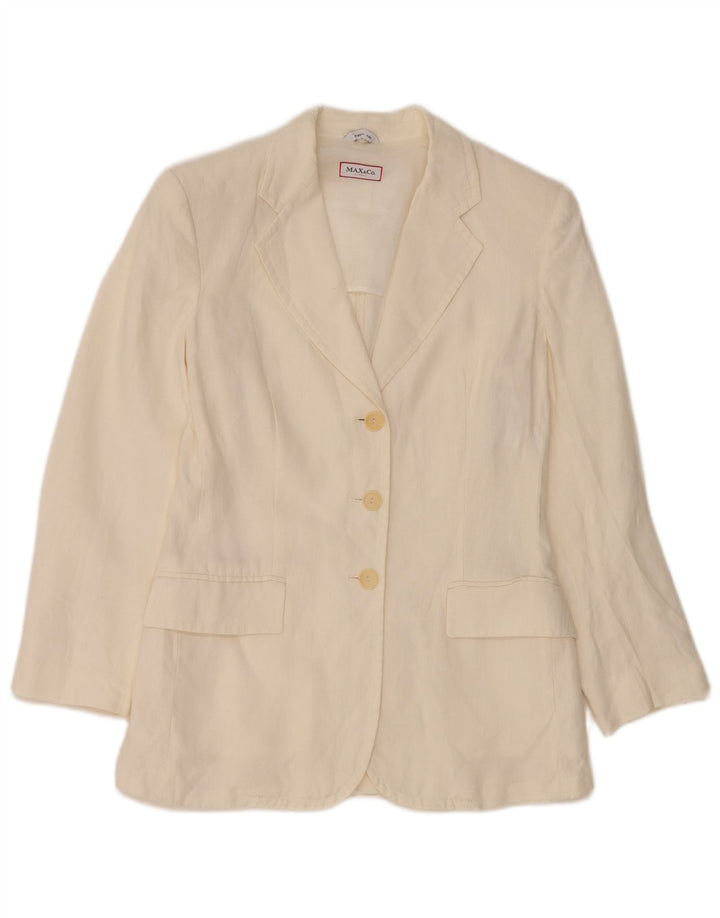 Max & Co. Veste Blazer 3 Boutons pour Femme UK 8 Petit Lin Blanc