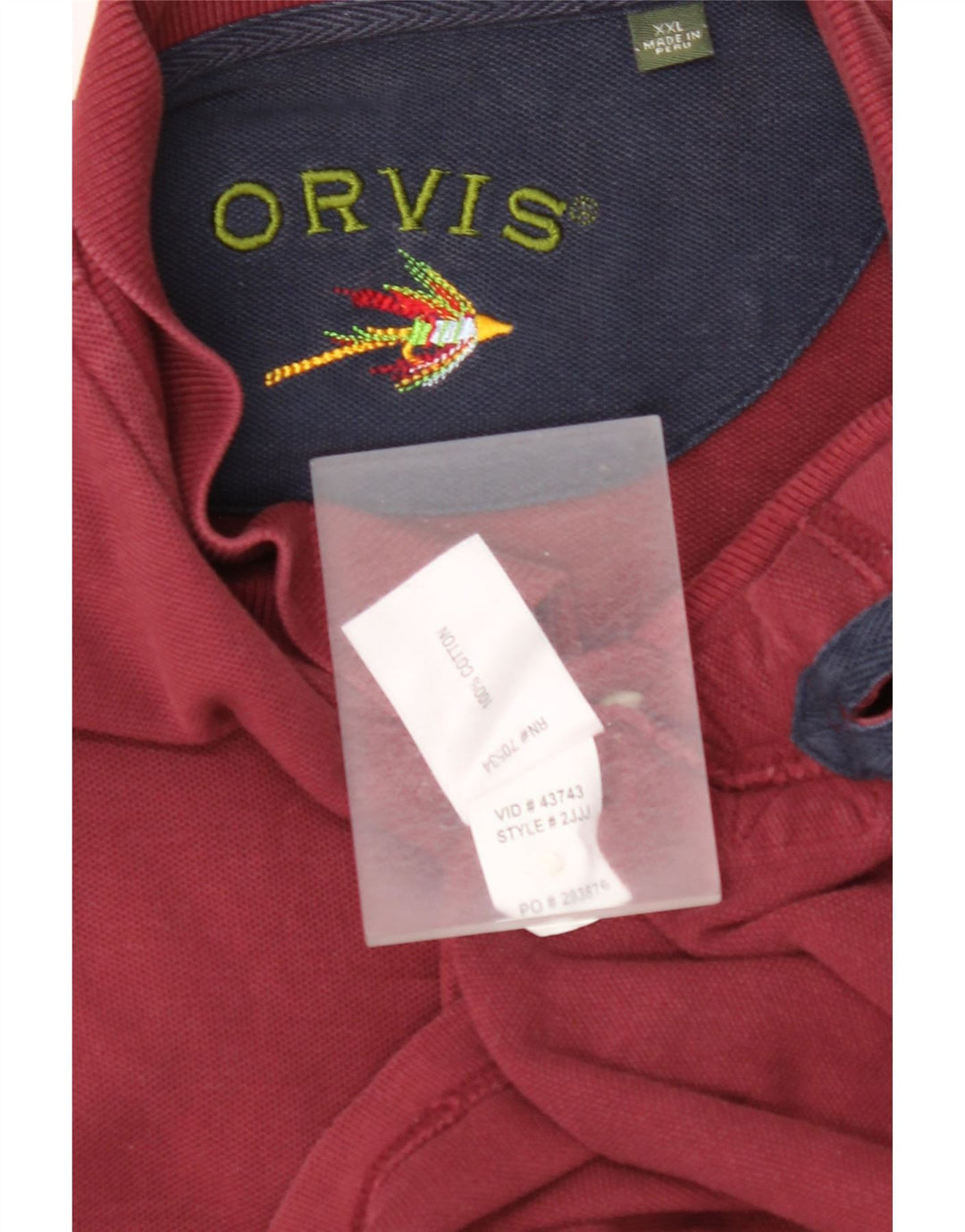 ORVIS Polo à manches longues pour homme 2XL en coton bordeaux