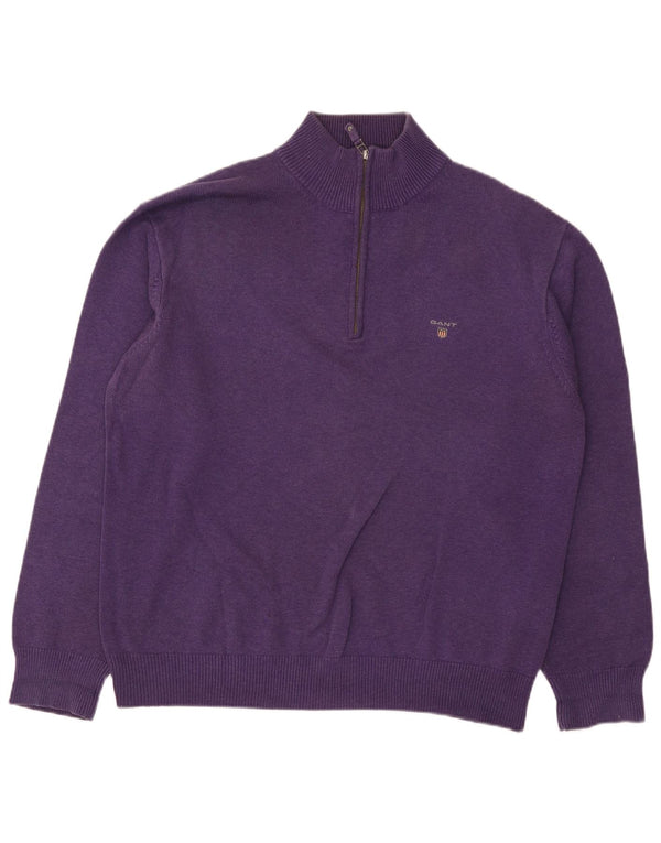 Gant Homme Pull Col Zippé XL Violet Coton