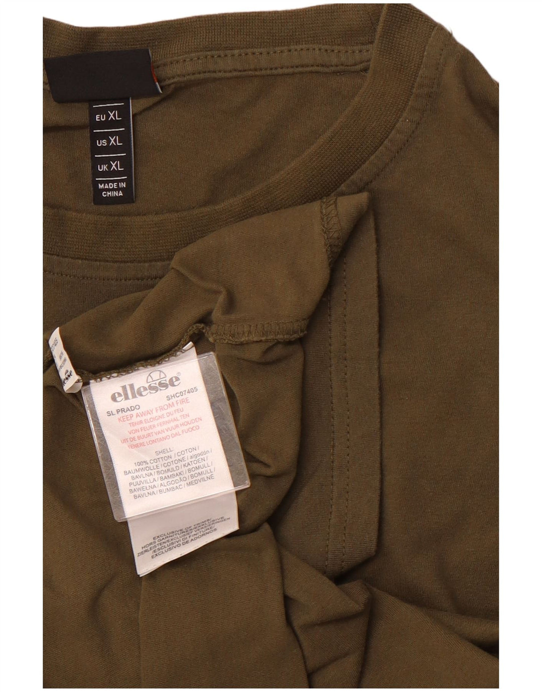 ELLESSE T-Shirt Graphique Top XL Kaki Coton Homme