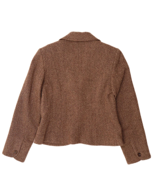 Monsoon Veste blazer à 2 boutons pour femme UK 12 en laine à chevrons marron moyen