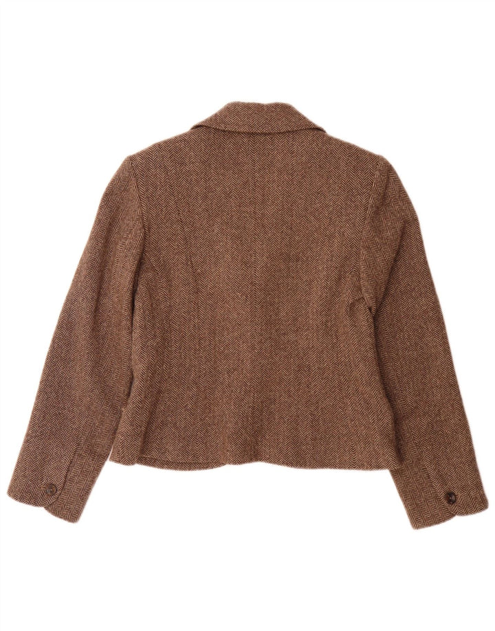 Monsoon Veste blazer à 2 boutons pour femme UK 12 en laine à chevrons marron moyen