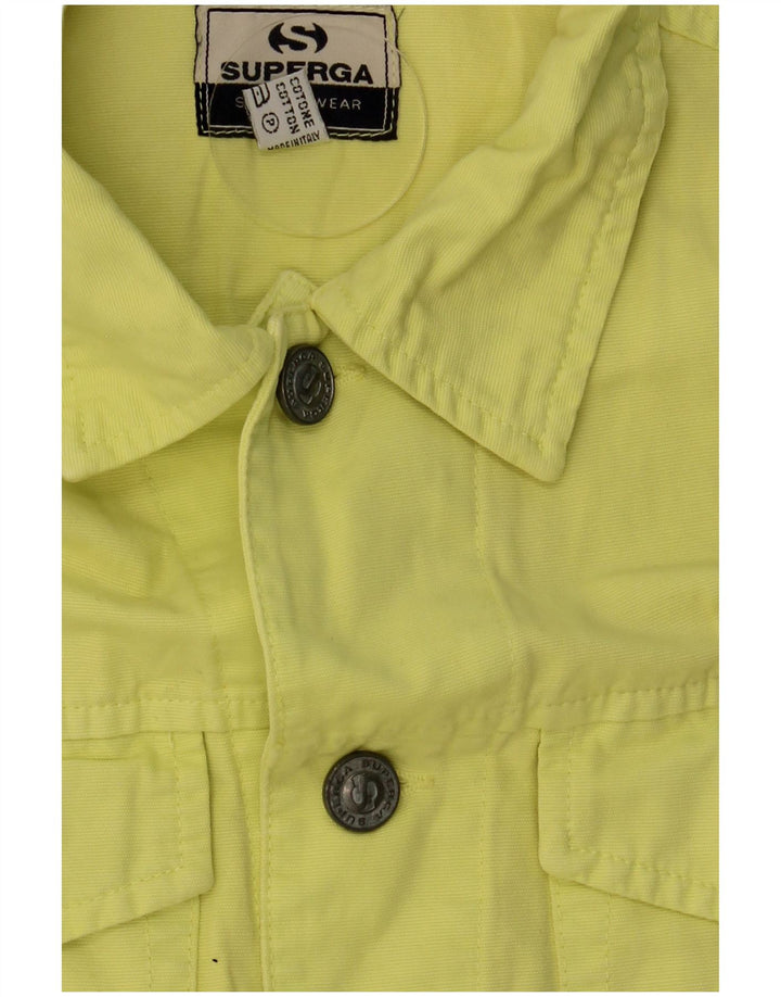 Superga Femme Crop Denim Gilet IT 44 Coton Jaune Moyen