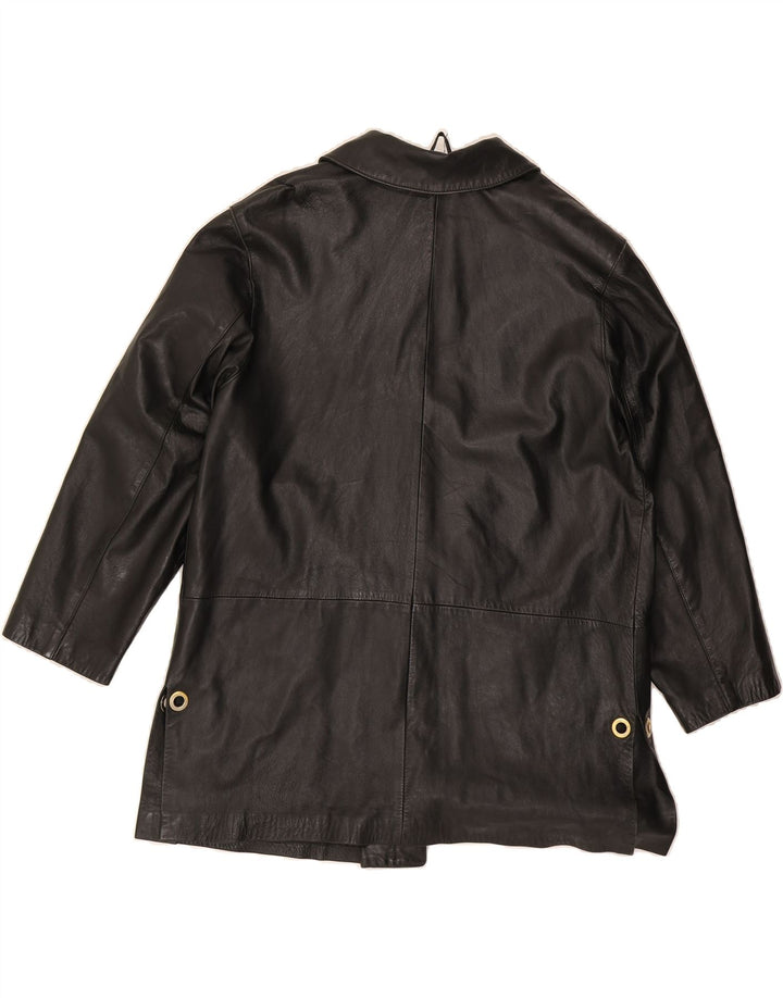 VINTAGE Womens Leather Coat UK 14 Medium Black Vintage Vintage and Second-Hand Vintage from Messina Hembry 