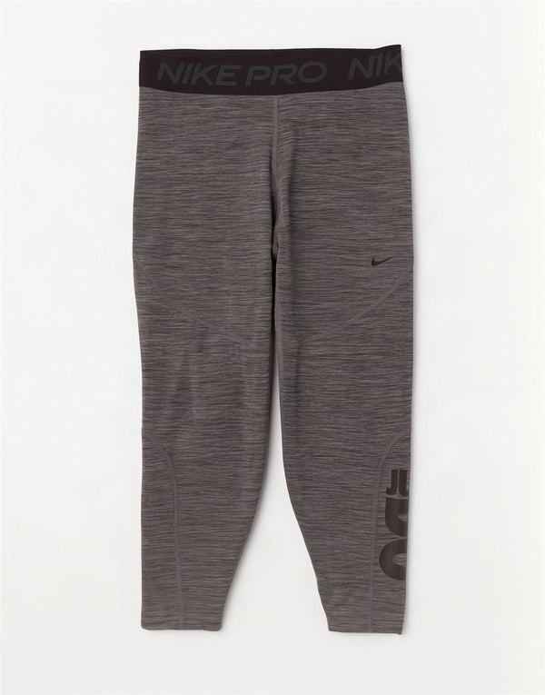 Nike Legging court graphique Dri Fit pour femme UK 14 Large Gris Colorblock