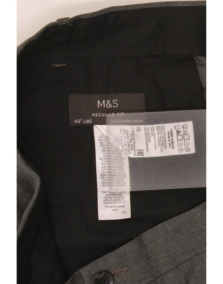 Marks & Spencer Pantalon de costume coupe classique pour homme W42 L33 Gris Polyester