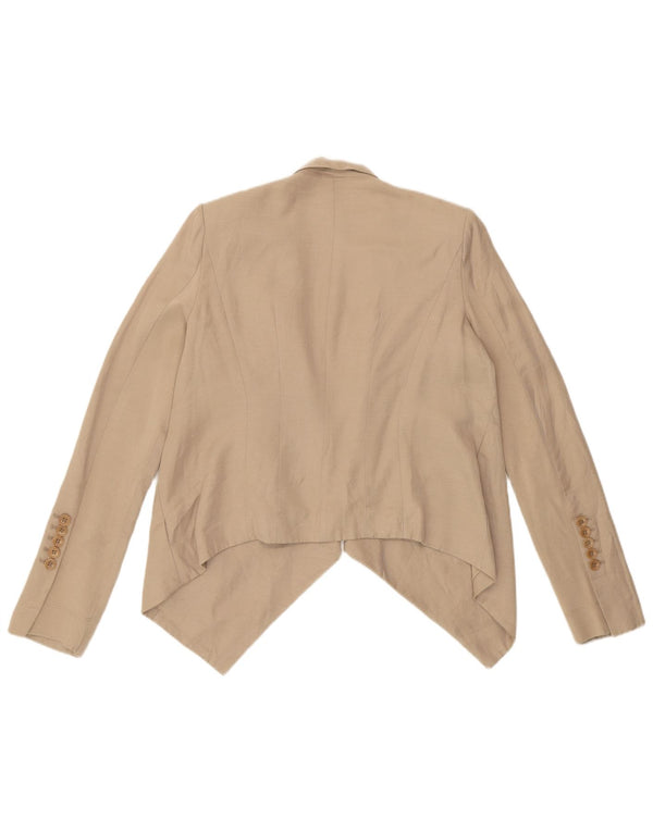 BCBGMAXAZRIA Veste blazer ouverte asymétrique pour femme UK 6 XS Rayonne Beige