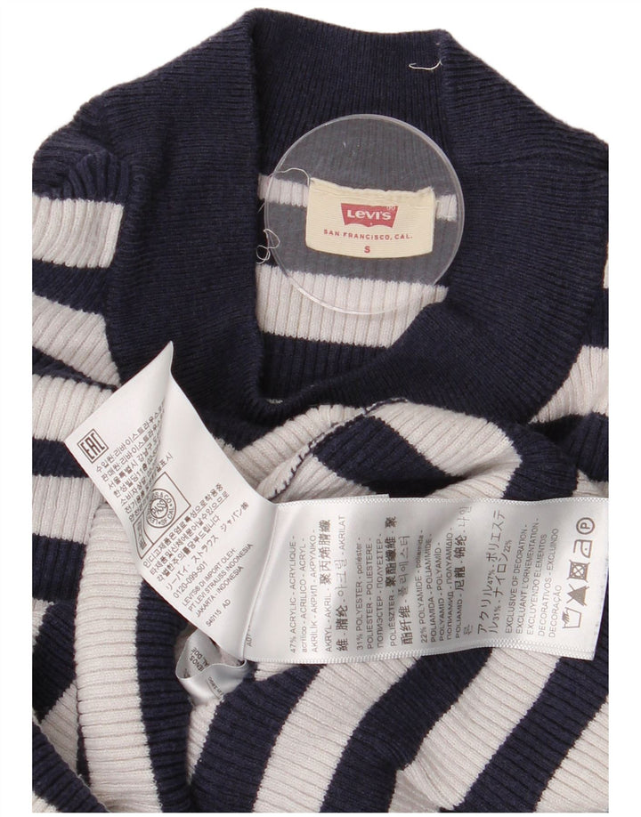 Levi's Pull court à col rond pour femme UK 8 Small Bleu marine rayé