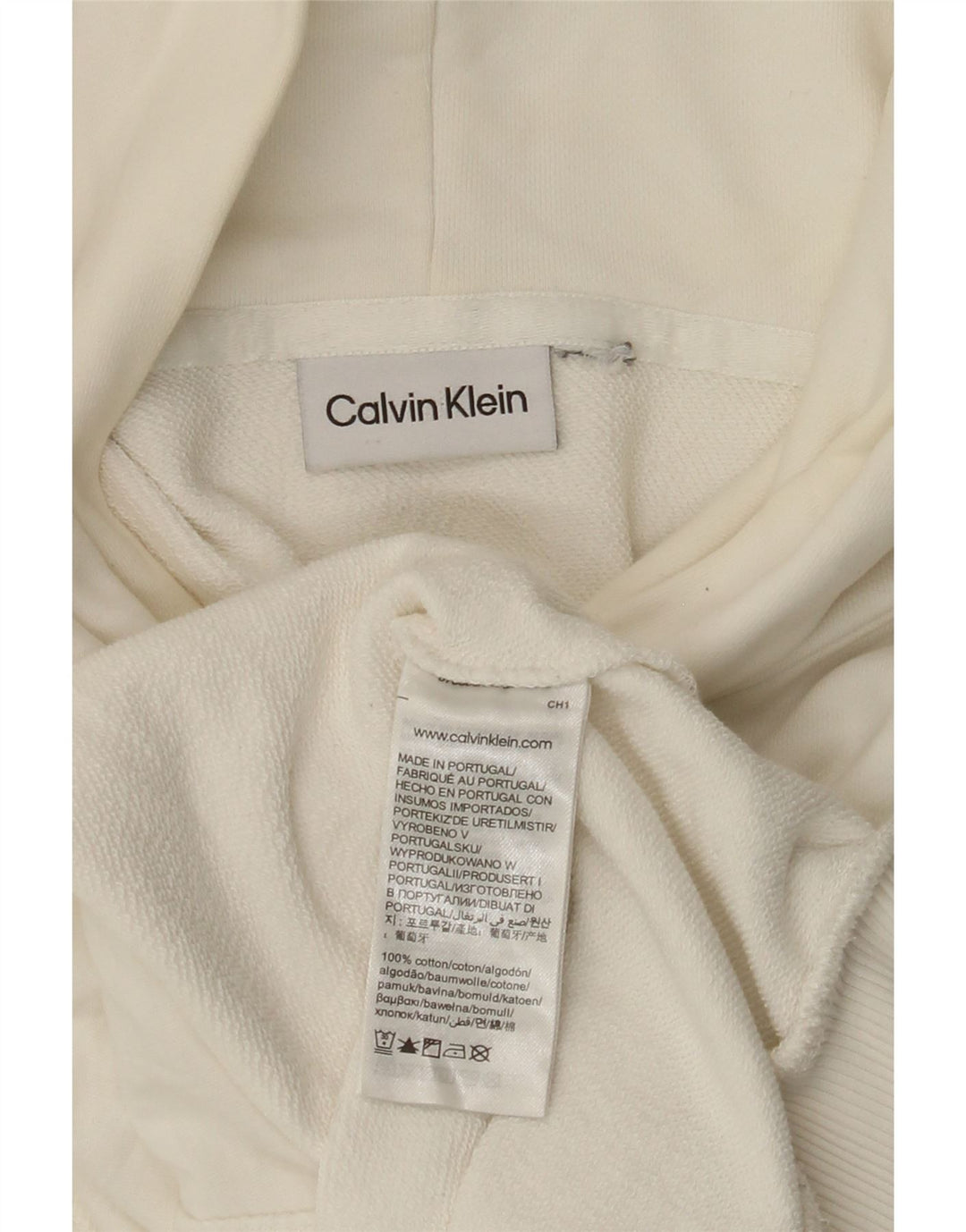 Calvin Klein Pull à capuche graphique pour homme 3XL en coton blanc cassé