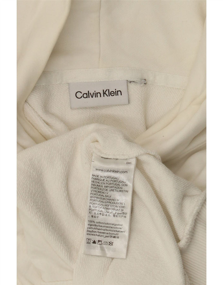 Calvin Klein Pull à capuche graphique pour homme 3XL en coton blanc cassé