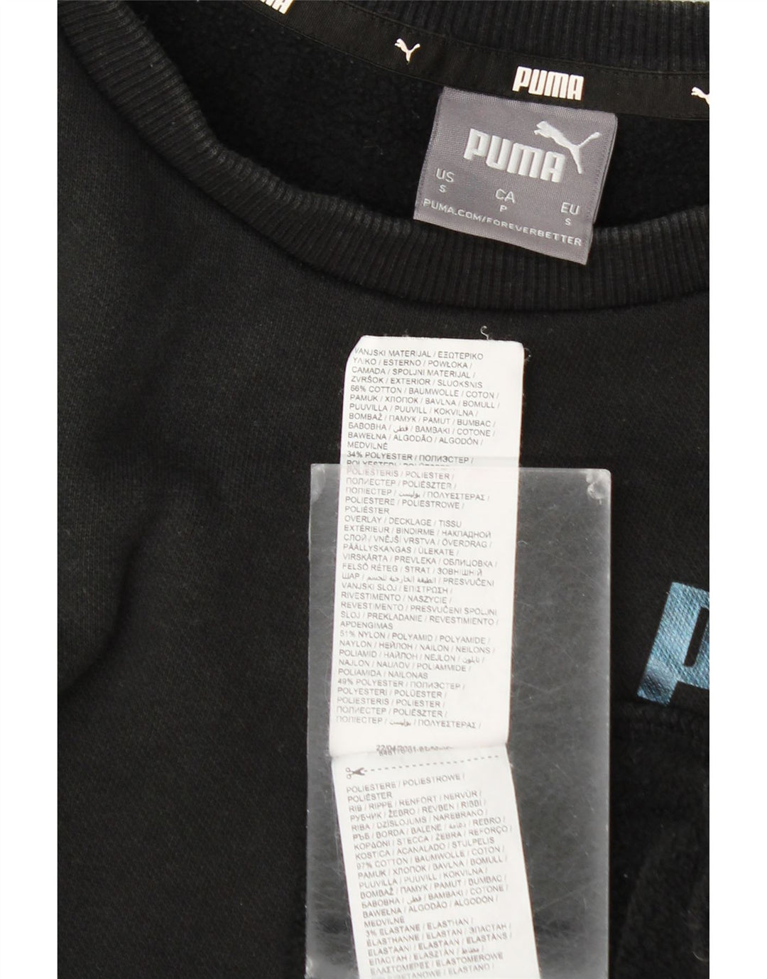 Puma Sweat-shirt graphique pour homme en coton color block Noir Taille S